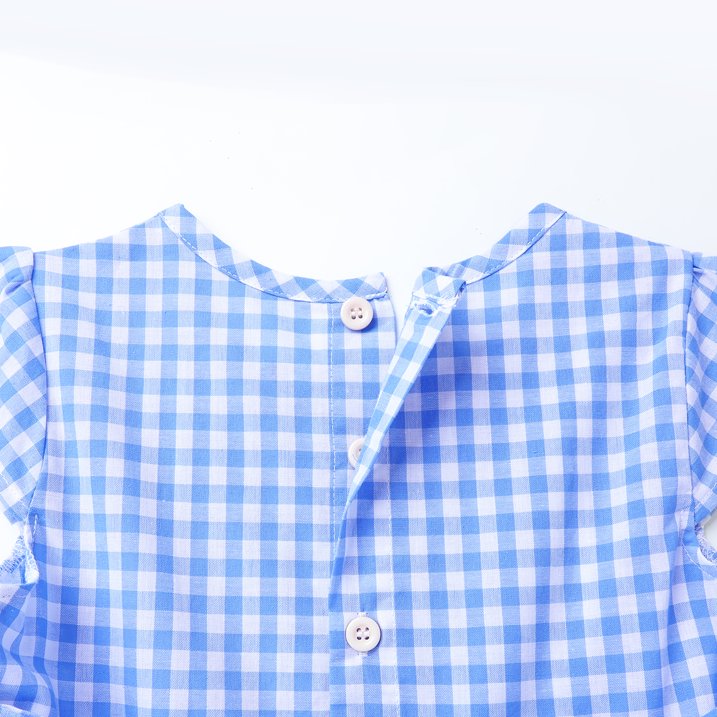 HILEELANG 3-13T Little/Big Girls Light Blue Gingham 100% Cotton Dress