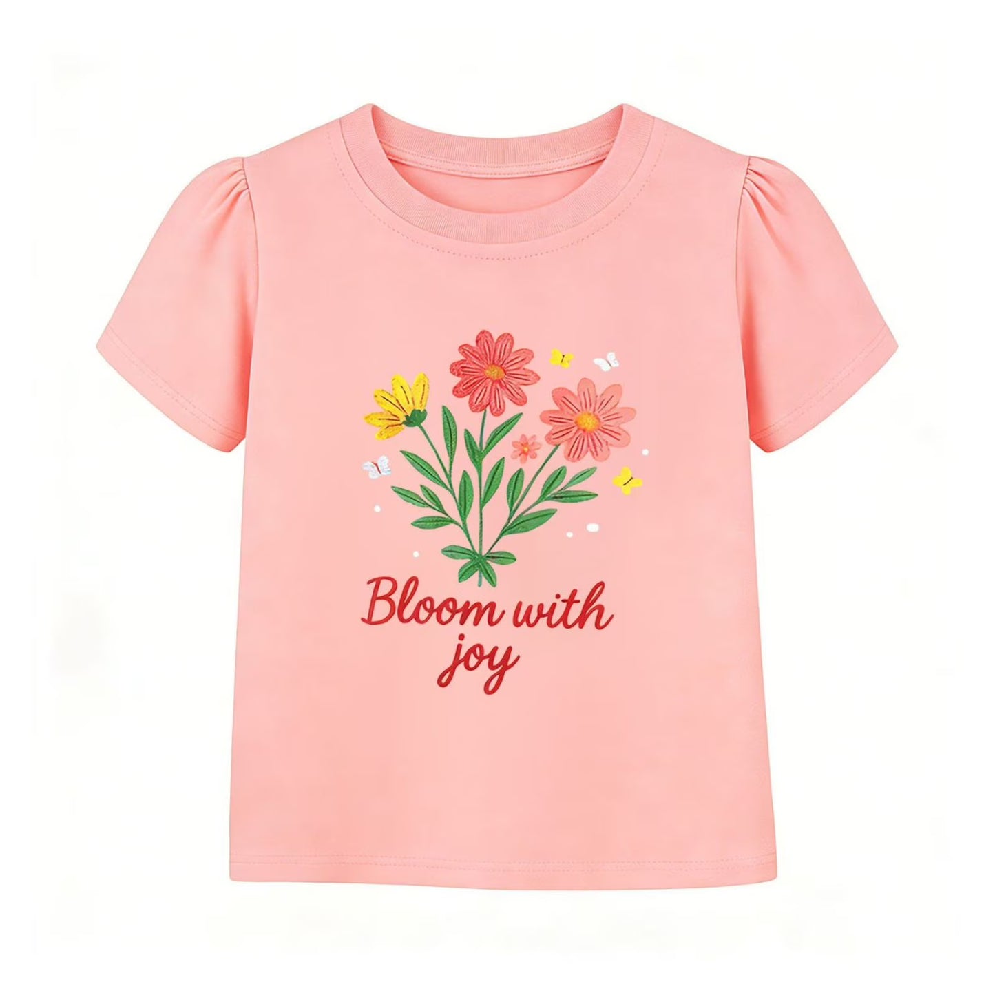 HILEELANG 2-7T Toddler/Little Girls 100% Cotton 3 Pack Floral Butterfly Graphic Short Sleeve T-Shirt