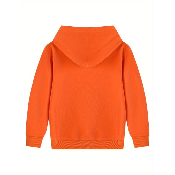 HILEELANG 4-12 Toddler/Little/Big Boys Girls Orange Solid Color Hoodie Pullover