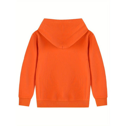 HILEELANG 4-12 Toddler/Little/Big Boys Girls Orange Solid Color Hoodie Pullover