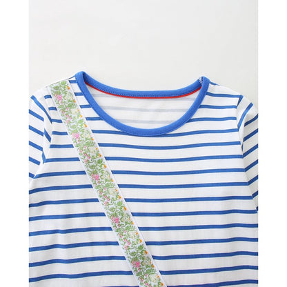 HILEELANG 100% Cotton Girls Long Sleeve Dress with NavyUnicorn ,NavyStripeDog,StripeStrawberry and FloralPumpkin – Ages