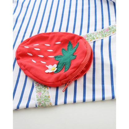 HILEELANG 100% Cotton Girls Long Sleeve Dress with NavyUnicorn ,NavyStripeDog,StripeStrawberry and FloralPumpkin – Ages