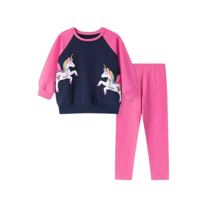 HILEELANG Toddler Girl Fall Outfits Clothing Pants Set（Age:2-7Y) Offwhite Fairy Sweatshirt Cotton Strench Leggings Playwear Sets