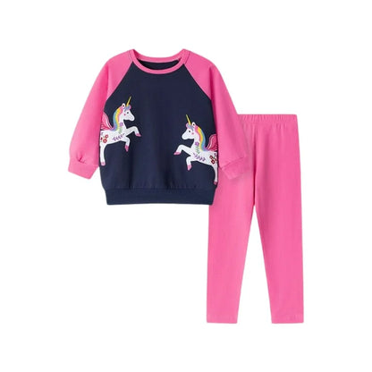 HILEELANG Toddler Girl Fall Outfits Clothing Pants Set（Age:2-7Y) Offwhite Fairy Sweatshirt Cotton Strench Leggings Playwear Sets