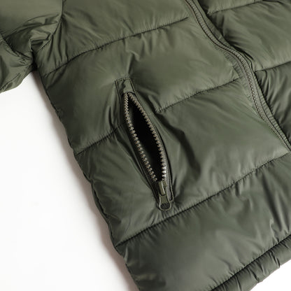 HILEELANG Kids Hooded Lightweight Puffer Jacket, ILEELANG Boys Girls Warm Quilted Winter Coat Army Green
