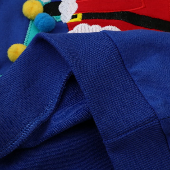 HILEELANG Toddler Boy(2-7Y) Sweatshirts Christmas Royal Blue Santa Claus Applique Pullover Cotton Long Sleeve Top Clothing