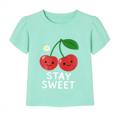 HILEELANG 2-7T Toddler/Little Girls 100% Cotton 3 Pack Fruit Graphic Short Sleeve T-Shirt