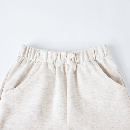 HILEELANG Toddler Girl' Cotton Shorts 2-Pack with Pockets, Grey/purple