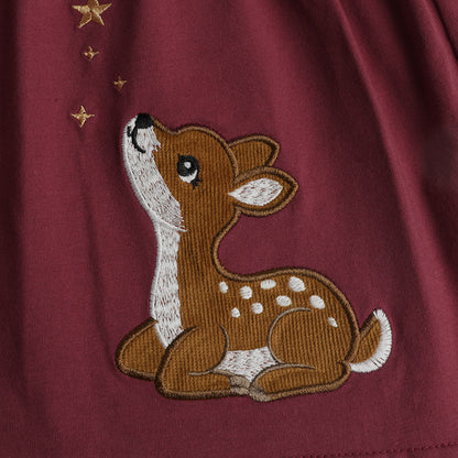 HILEELANG  Girls Deer Star A-Line Dress, Long Sleeve 2-7Y