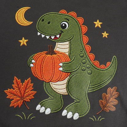 HILEELANG Toddler Boys Dinosaur Pumpkin Graphic Sweatshirt, Long Sleeve Crewneck Pullover Top, Sizes 2-7 Years
