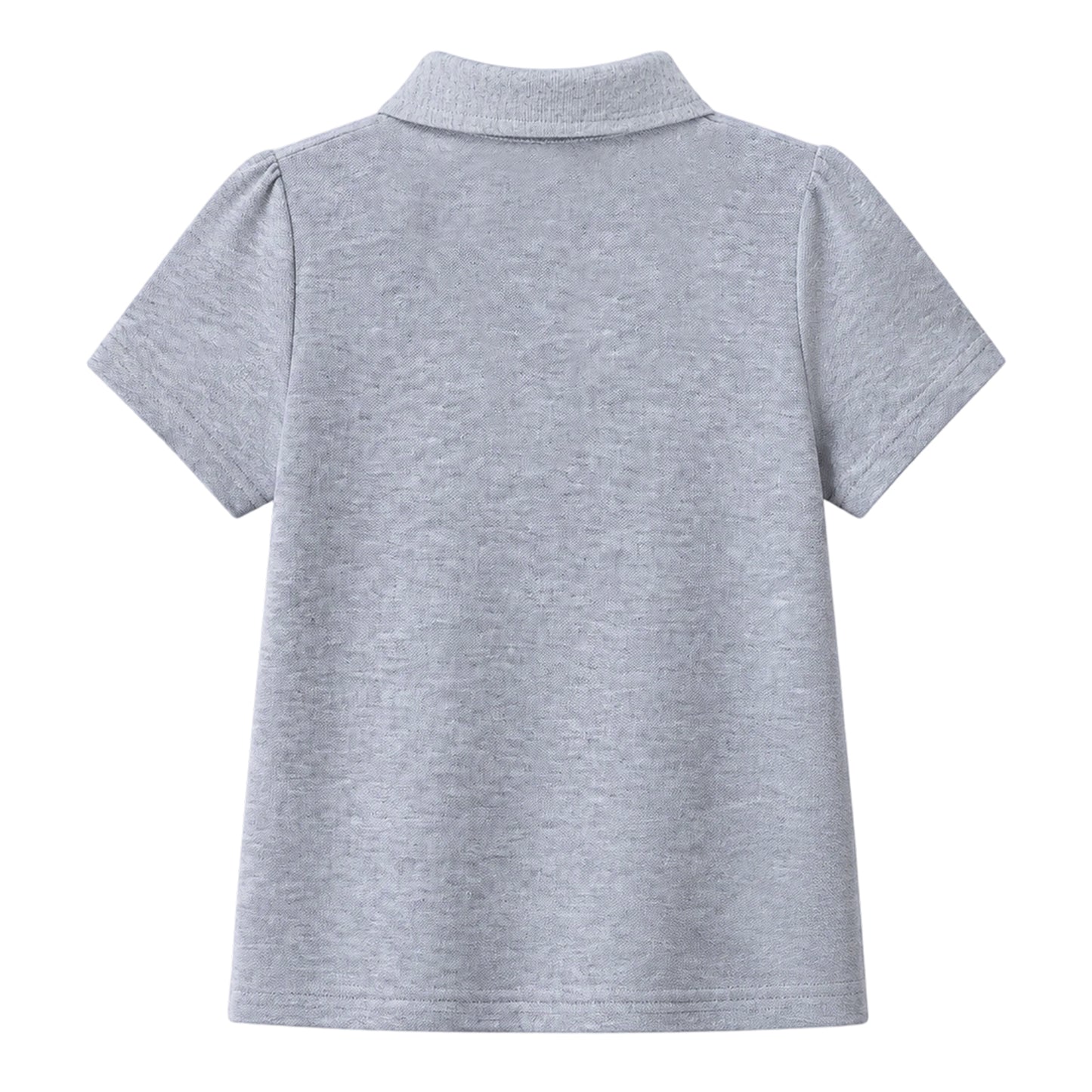 HILEELANG 2-Pack Little/Big Girls' Short Sleeve Pique Polo Shirts, School Uniform Tops for Kids 4-13T, White & Heather Gray