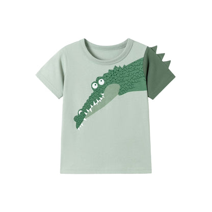 HILEELANG Toddler Boys 100% Cotton 3D Crocodile Short Set