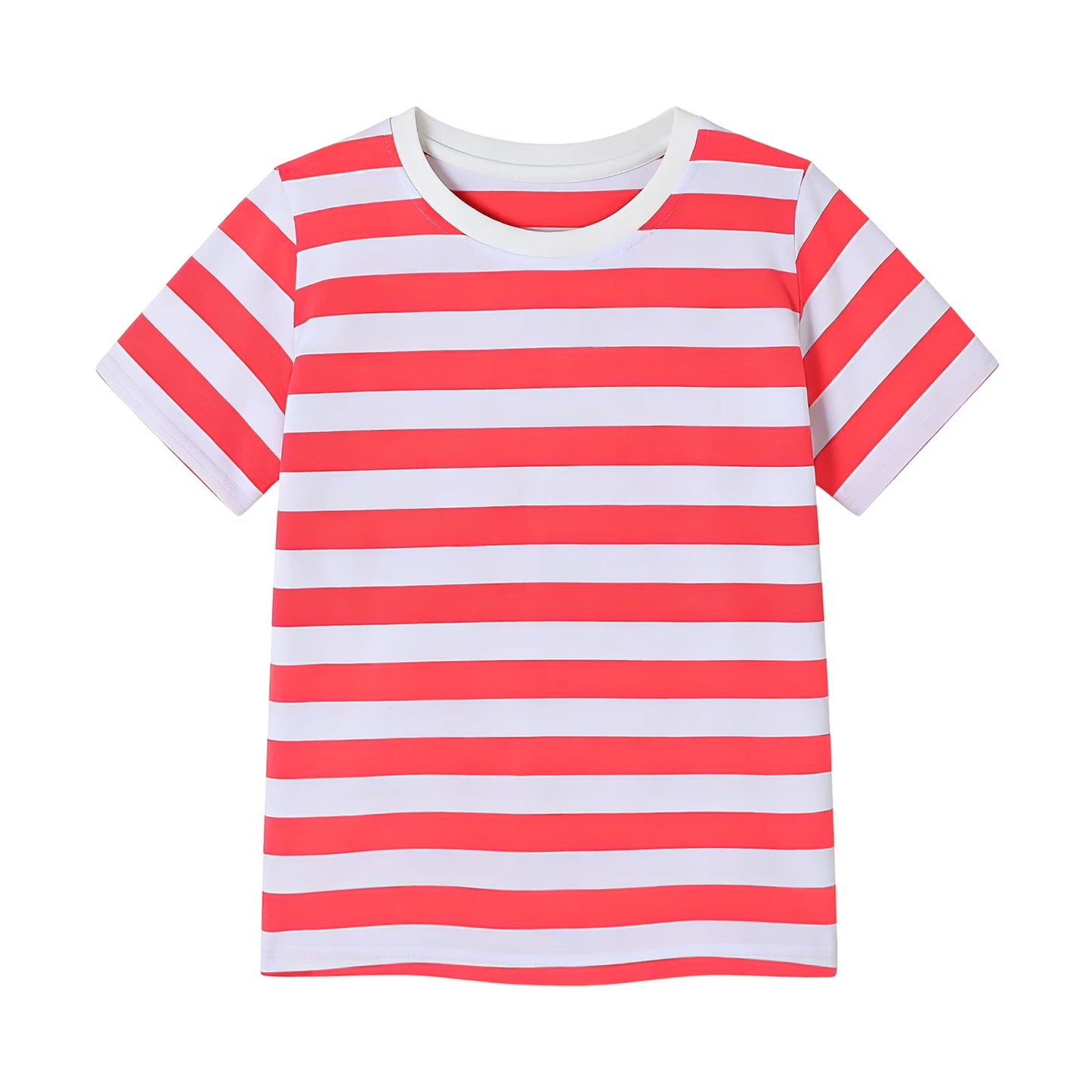 HILEELANG Little/Big Girls 4-13Y Cream/Green/Pink Stripe 100% Cotton T-Shirt 3-Pack