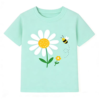 HILEELANG 2-7T Toddler/Little Girls 100% Cotton 3 Pack Bunny Graphic Short Sleeve T-Shirt