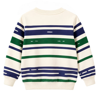 HILEELANG Little Boys Striped Crew 2 Piece Outfit Set, Sizes