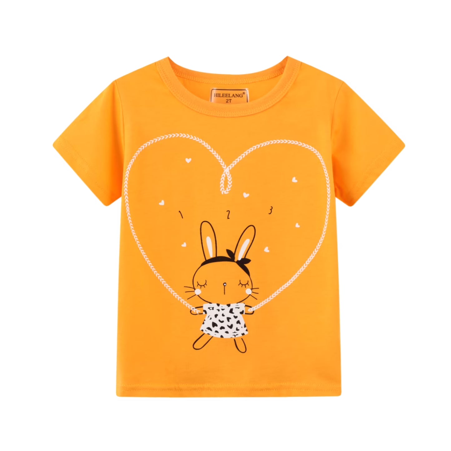 HILEELANG Toddler Girl Short Sleeve Tee Shirt Cotton Casual Crewneck Flower Graphic Tops T-Shirts Pink Yellow Green 3 Packs