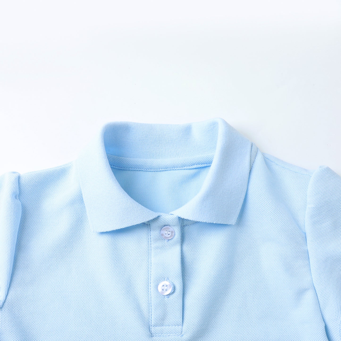 HILEELANG 2-Pack Little/Big Girls' Short Sleeve Pique Polo Shirts, School Uniform Tops for Kids 4-13T, White & Light Blue