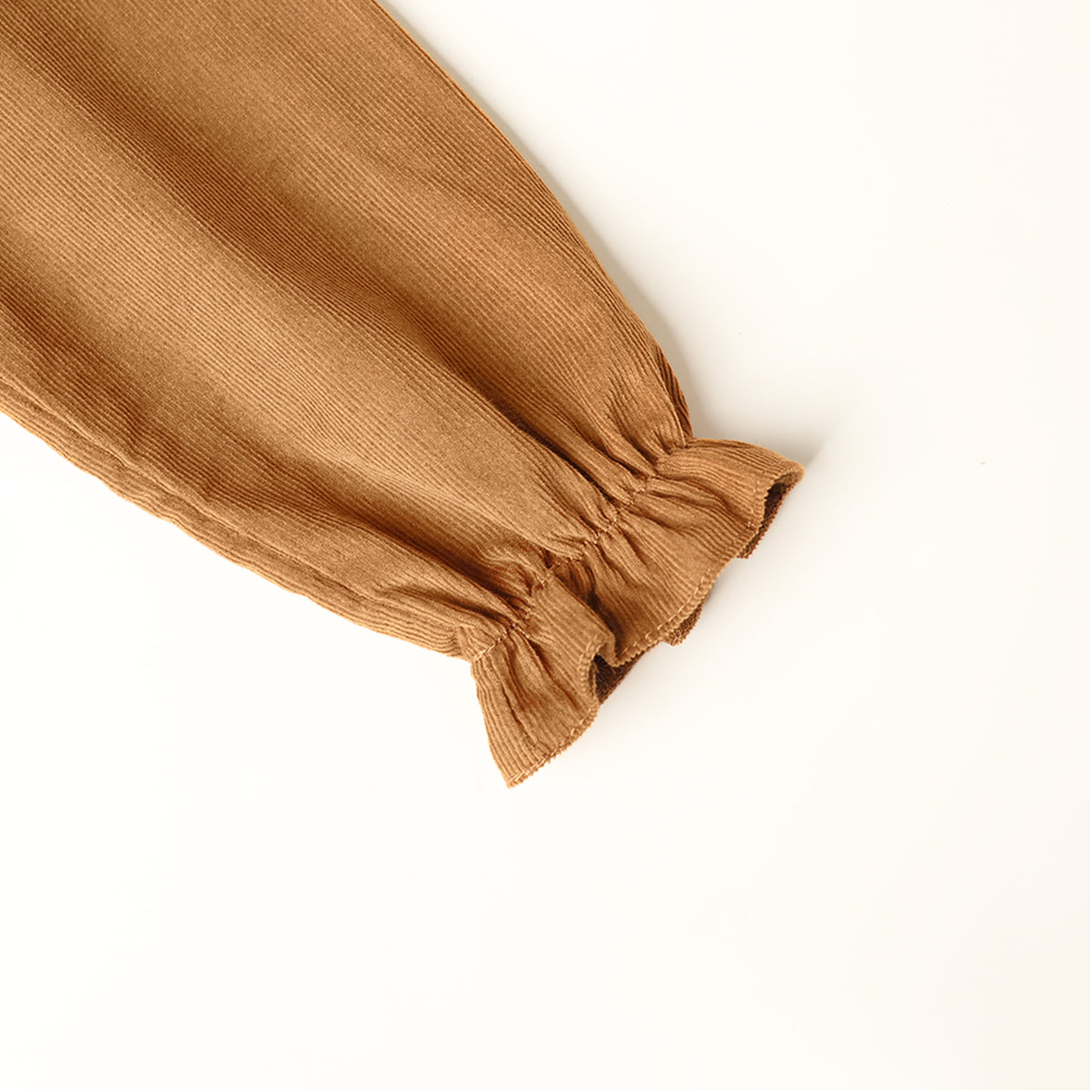 HILEELANG Toddler Brown Wavy Collar Corduroy Dress, Single Piece