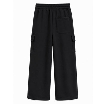 HILEELANG Big Boys Girls Black Wide Leg Cargo Sweatpants Fleece Pants