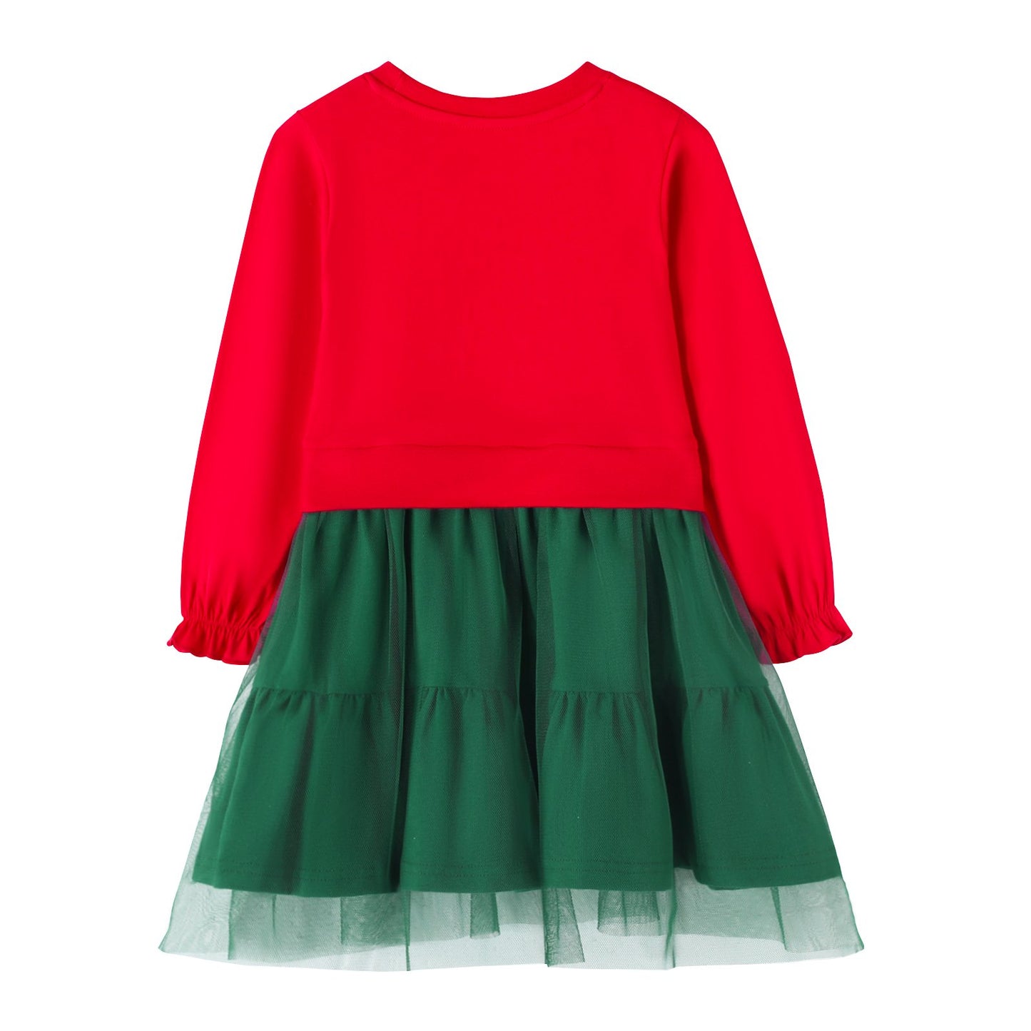 HILEELANG Toddler Girls Christmas Long Sleeve Tulle Dress Cotton Casual Red Unicorn Embroidery Jersey Shirt Fall Winter Holiday Playwear Dresses