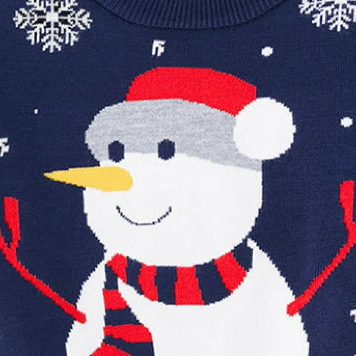 HILEELANG Toddler Boy Girl Christmas Sweater Knite Pullover Xmas Blue Snowman Sweatshirts Tops
