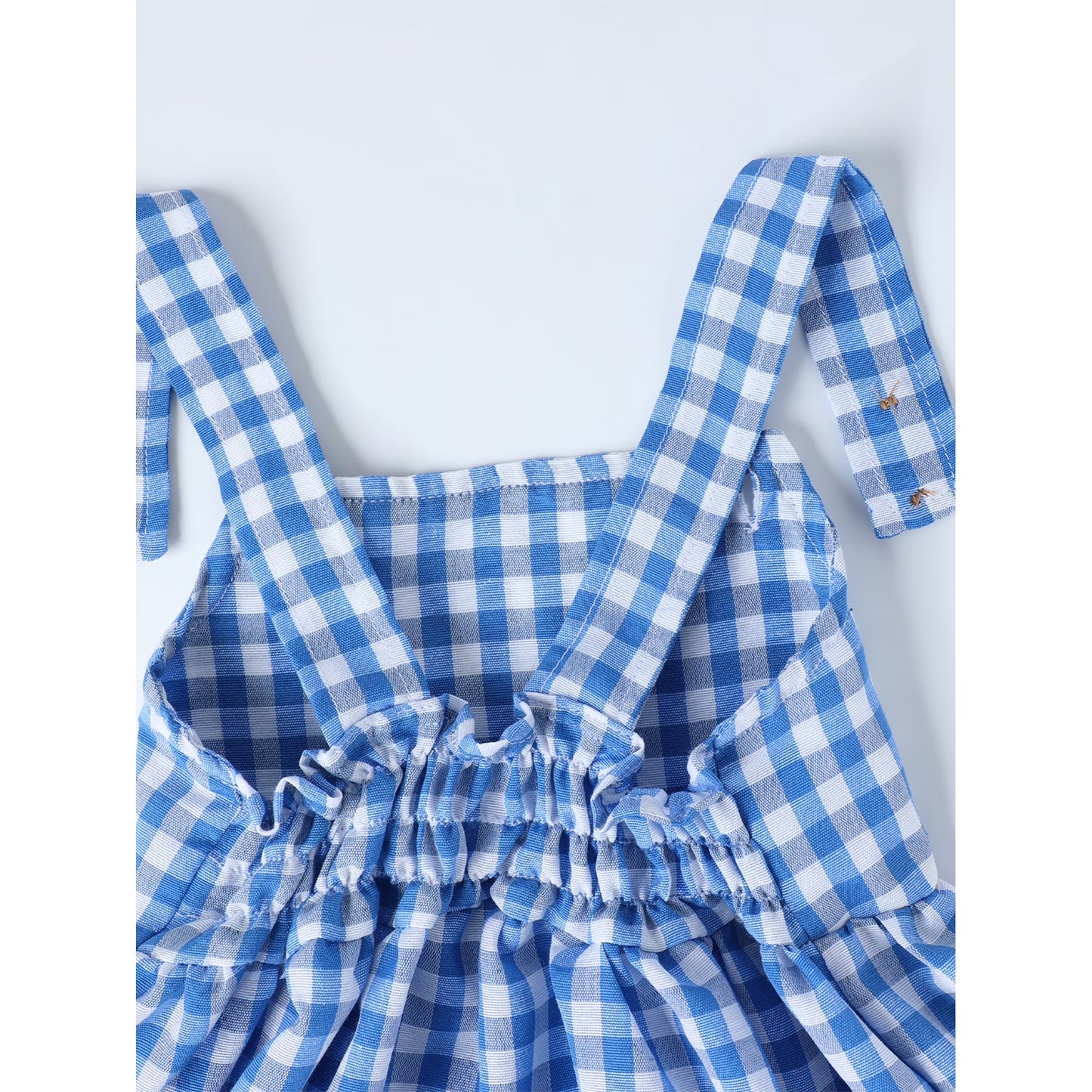 HILEELANG 2-7T Toddler/Little Girls Navy Gingham 100% Cotton Dress
