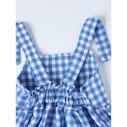HILEELANG 2-7T Toddler/Little Girls Navy Gingham 100% Cotton Dress