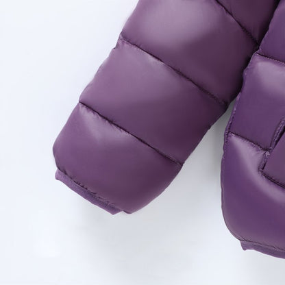 HILEELANG Toddler Boy Winter Hodded Puffer Color-Block Jackets Coats Light Weight Outerwear Purple