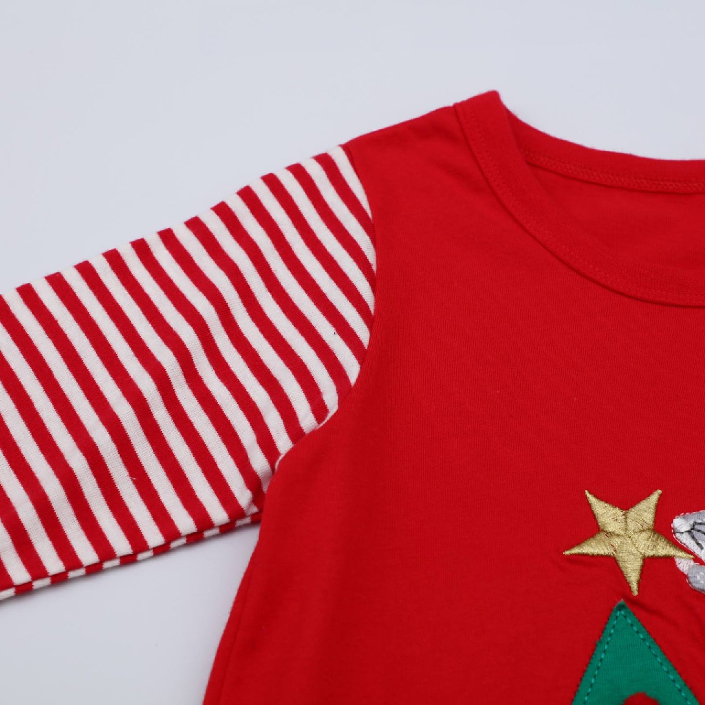 HILEELANG Toddler Girl Christmas Dress Long Sleeve Cotton Casaul Red Christmas Tree Applique Playwear Jersey Party Dresses