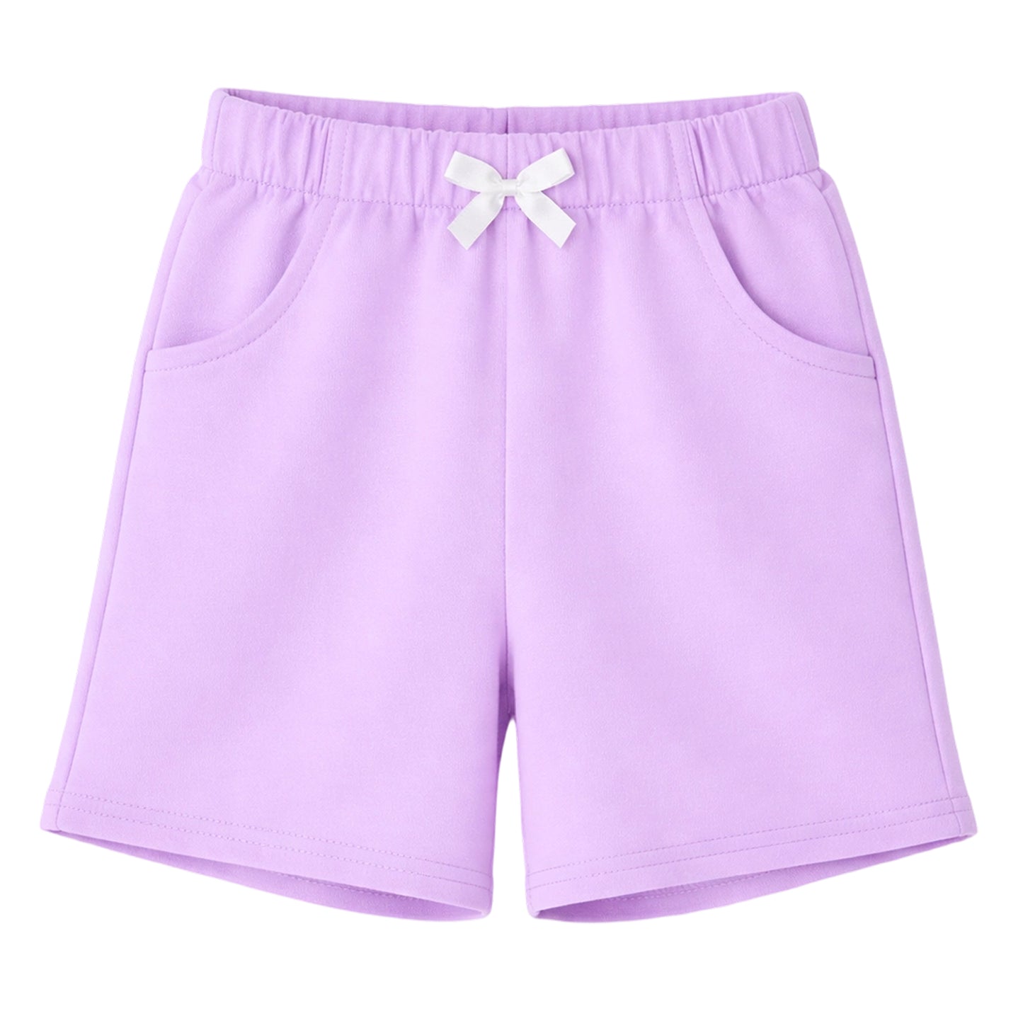 HILEELANG Toddler Girl' Cotton Shorts 2-Pack with Pockets, Grey/purple