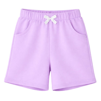 HILEELANG Toddler Girl' Cotton Shorts 2-Pack with Pockets, Grey/purple