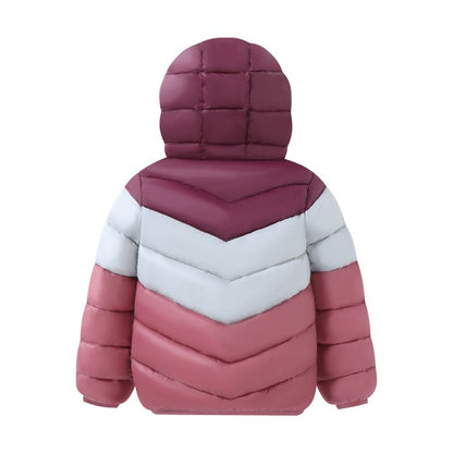 HILEELANG Toddler Boy Girl Winter Hodded Puffer Color-Block Jackets Coats Light Weight Outerwear Dusty Pink