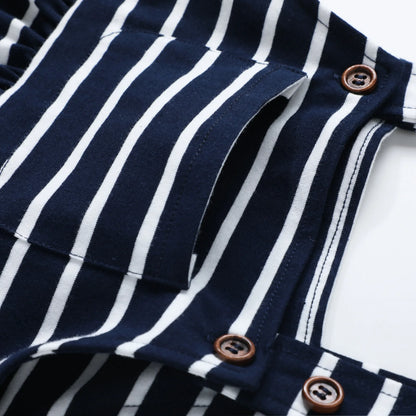 HILEELANG 2-8T Toddler/Little Girls Navy Ivory Stripe 100% Cotton Dress