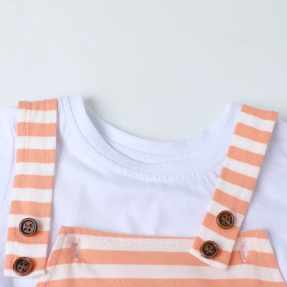 HILEELANG 2-8T Toddler/Little Girls Peach Stripe 100% Cotton Dress