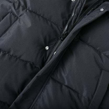 HILEELANG Kids Black Mid-Length Puffer Coat – Thick Quilted Winter Jacket with Bear Ear Hood, Warm Insulated Outerwear for Boys & Girls