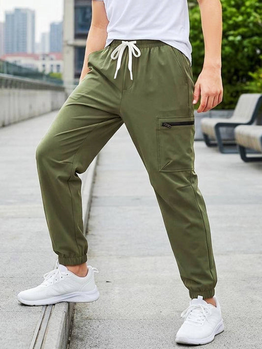 HILEELANG Kids Quick-Dry Cargo Pants Lightweight 4-Way Stretch Outdoor Joggers for Boys & Girls