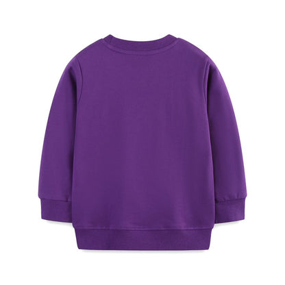 HILEELANG Toddler(18M-7T) Halloween Sweatshirt – 100% Cotton Pullover with Little dog witch and pumpkin embroidery pattern, Purple Fall Crewneck for Boys Girls
