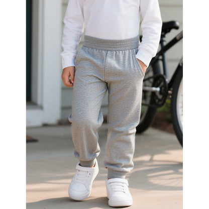 HILEELANG Toddler Kids Boy Girl Pants 2-Pack Set Jogger Sweatpants Jogger Pant Pure Yellow Grey Active Sport Trousers