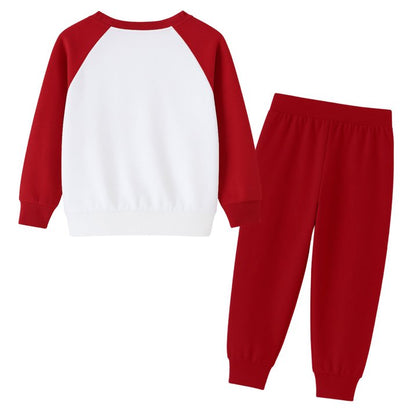HILEELANG Toddler Boys Christmas Tree Embroidery Sweatshirt and Pants Set, 2 Piece Long Sleeve Outfit for Kids, Cotton Fall Winter Clothes