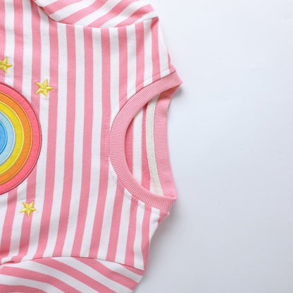HILEELANG Toddler Girls(2-8Y) Sweatshirt -Pink Stripe Rainbow Pullover Crewneck Holiday Tops Long Sleeve