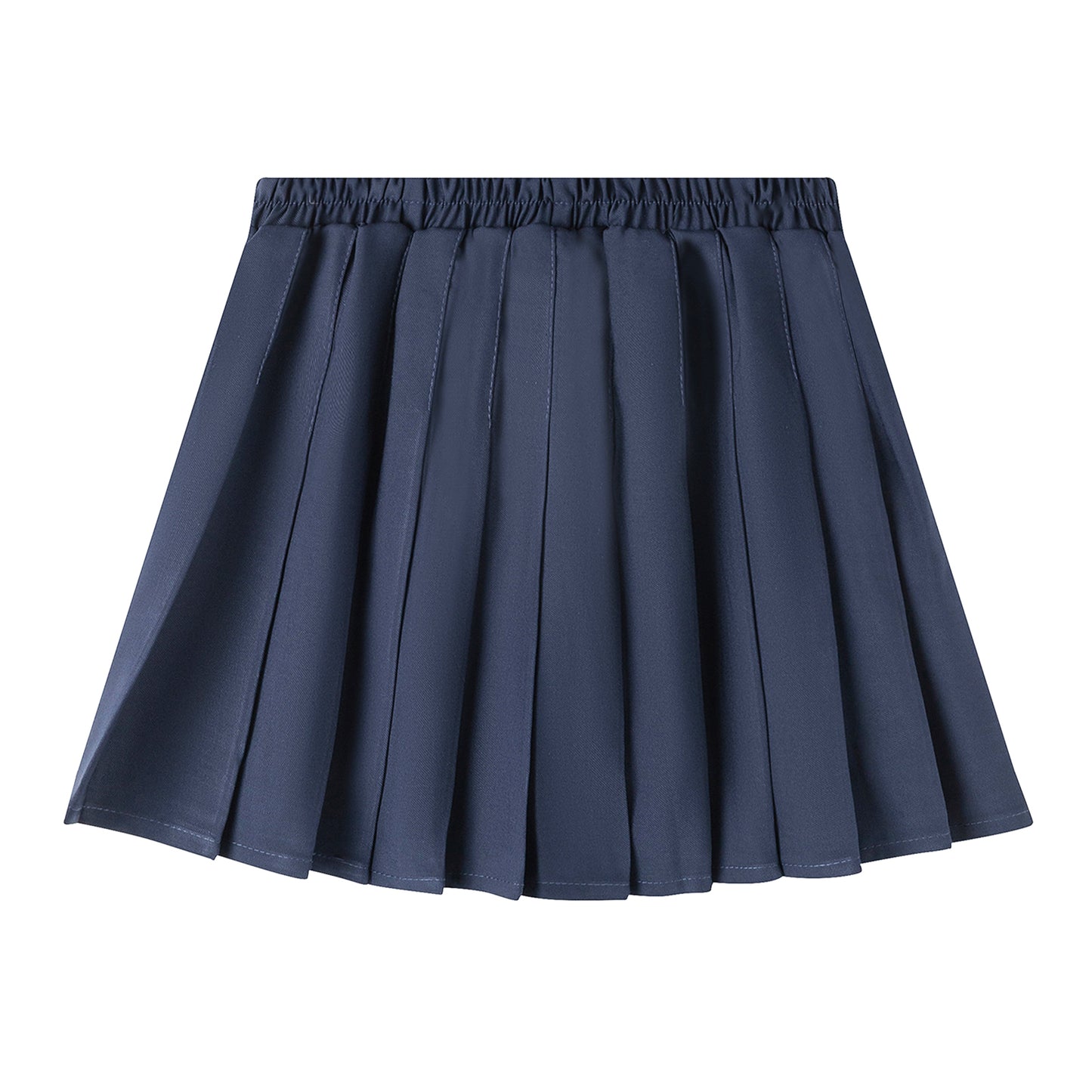 HILEELANG Little Girl School Uniform Pleated Scooter Skirt With Under Shorts Navy Blue Pull On Elastic Waist Skirt