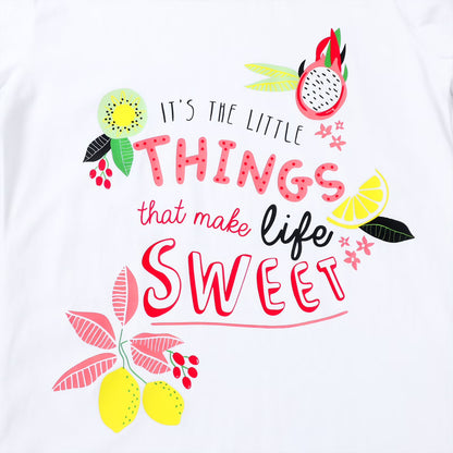 HILEELANG Little Girl Short Sleeve Tees Summer Pink White Green Flowers Cotton Tops Shirts 3 Packs