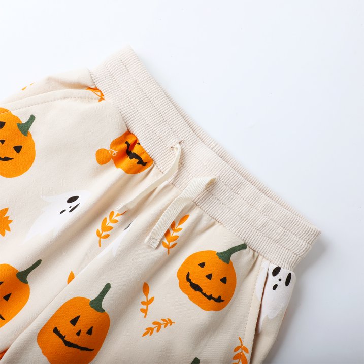 HILEELANG Toddler Girls Halloween Pants（Age:2-7Y) Set Light Offer White Pumpkinr Sweatshirt Joggers Sweatsuit Winter Playwear Outfits Clothing Sets