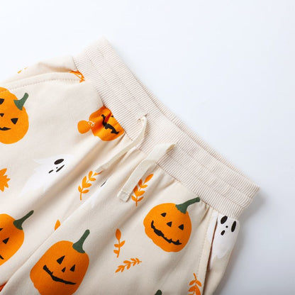 HILEELANG Toddler Girls Halloween Pants（Age:2-7Y) Set Light Offer White Pumpkinr Sweatshirt Joggers Sweatsuit Winter Playwear Outfits Clothing Sets