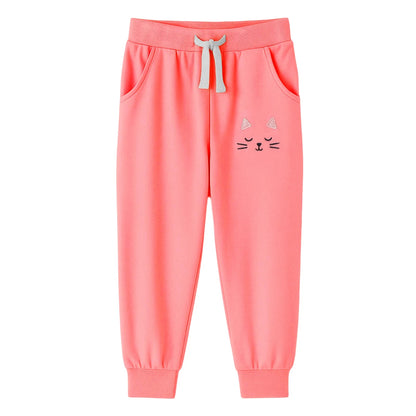 HILEELANG Toddler Girls' Jogger Pants 3-Pack Pull on Cotton French Terry Solid Adjust Black Red Purple Ruffle Pocket SweatPants 2Y
