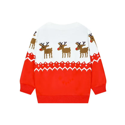HILEELANG Toddler Boy（2-7Y) Sweatshirts Christmas Red Graphic Elk Pullover Cotton Crewneck Clothes