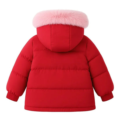 HILEELANG Toddler Baby Kids Winter Puffer Jacket with Detachable Hood and Faux Fur Trim – Warm Windproof Water-Resistant Coat for Boys and Girls