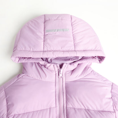 HILEELANG Kids Hooded Lightweight Puffer Jacket, ILEELANG Boys Girls Warm Quilted Winter Coat Lavender Purple