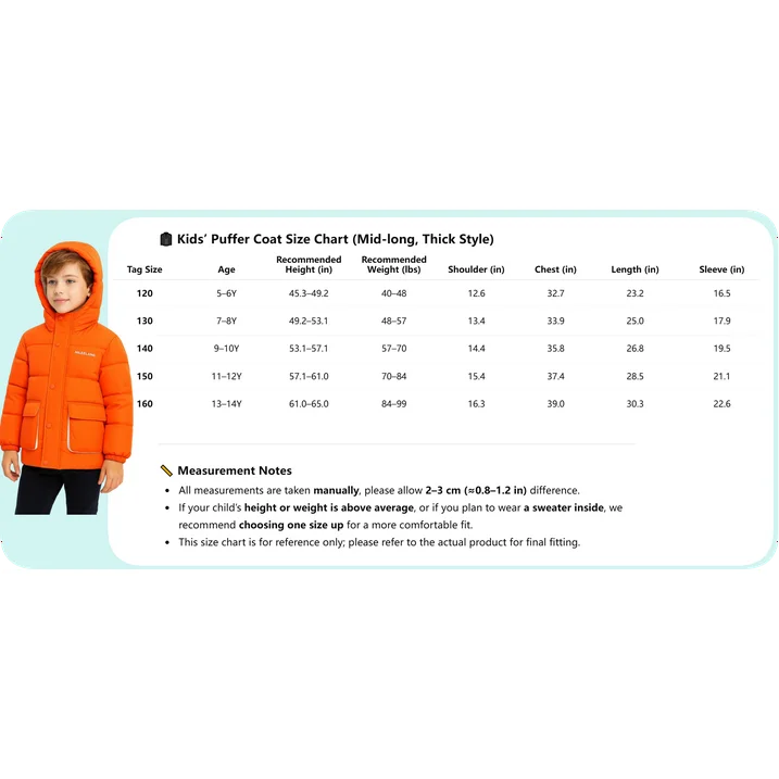 HILEELANG Kids Big Boys Winter Puffer Jacket with Hood Warm Light Weight Padded Water-Resistant Coat for Kids 6-13 Years, Classic Navy Blue