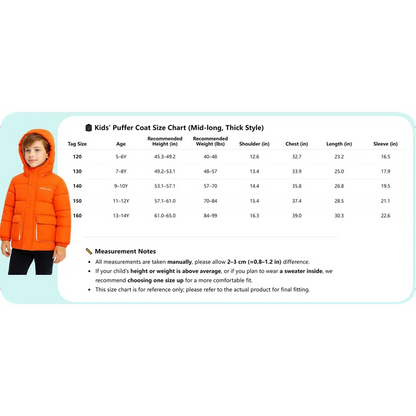 HILEELANG Kids Big Boys Winter Puffer Jacket with Hood Warm Light Weight Padded Water-Resistant Coat for Kids 6-13 Years, Classic Navy Blue